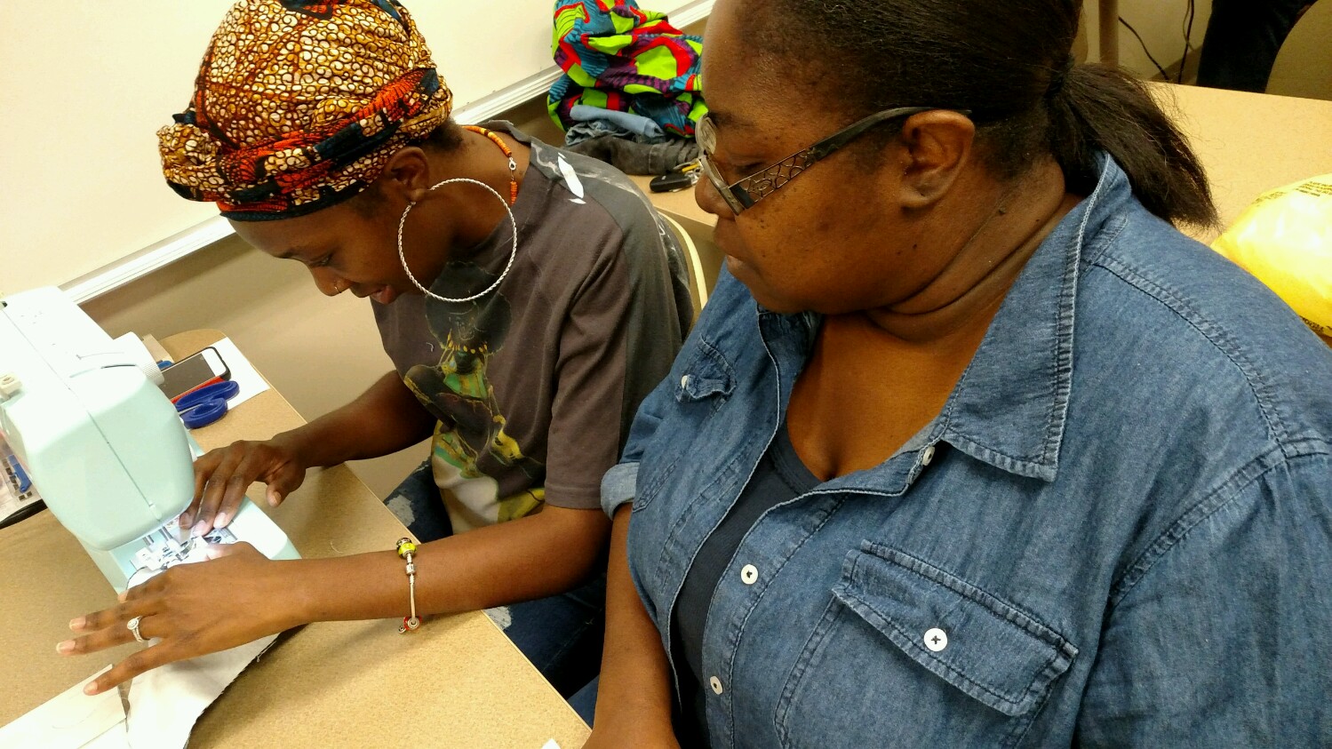 students sewing